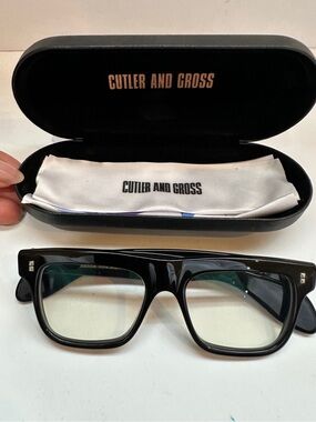 Cutler and Gross Eyeglasses Black Acetate Frame Handmade in Italy